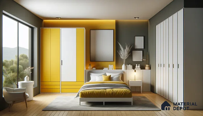 Modern Bedroom Bursting with Sunny Yellow Accents and Sleek Lines | Material Depot