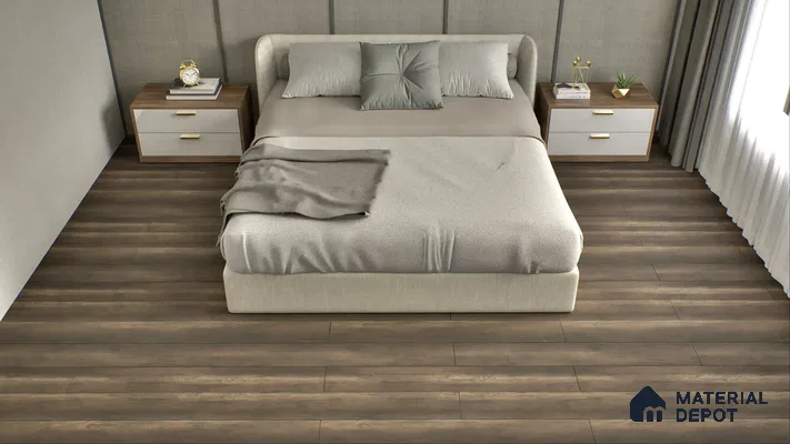 Modern Bedroom with Dark Wood Flooring | Material Depot