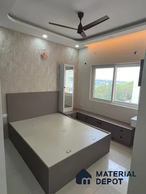 Modern Bedroom with Integrated Storage in Bengaluru | Material Depot