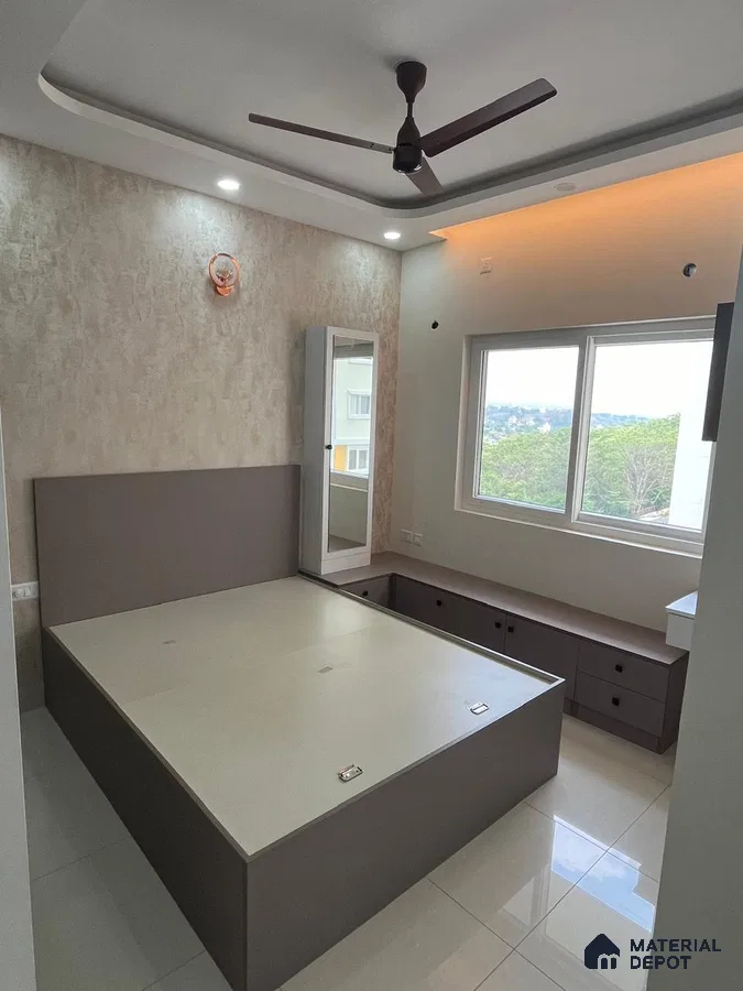Modern Bedroom with Integrated Storage in Bengaluru | Material Depot