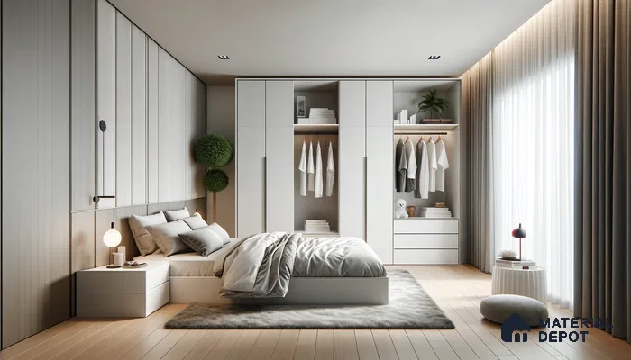 Modern Bedroom with Monochromatic Harmony and Textural Contrast | Material Depot