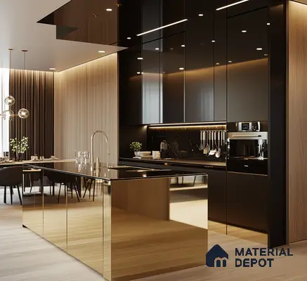 Ferrero 1C 01556 Black 8 ft x 4 ft High Gloss Finish 6H Anti Scratch Acrylic Laminate - 1.5 mm | Suitable for Living Room, Kitchen, Office