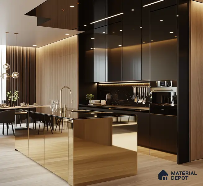 Ferrero 1C 01556 Black 8 ft x 4 ft High Gloss Finish 6H Anti Scratch Acrylic Laminate - 1.5 mm | Suitable for Living Room, Kitchen, Office