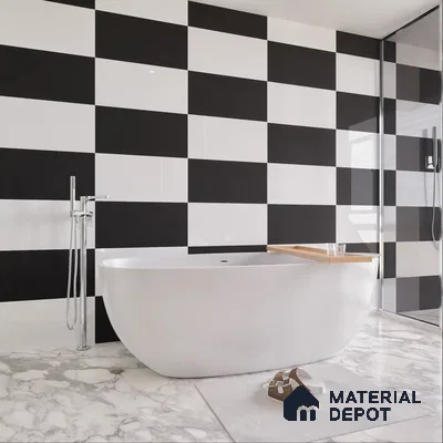 Modern Black and White Checkerboard Bathroom | Material Depot