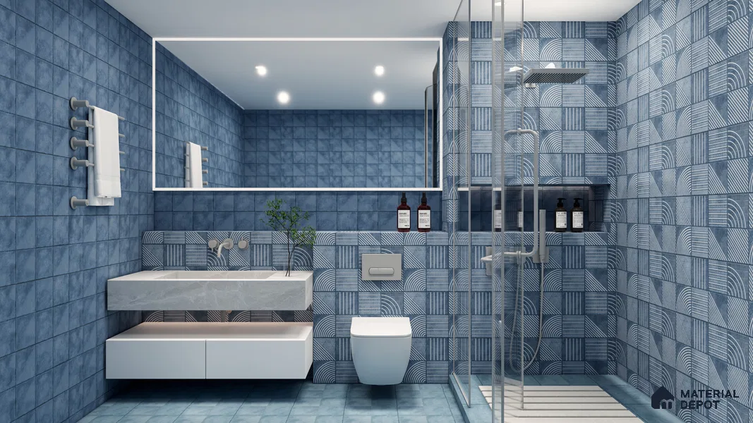 Highlighter Wall Tiles TL 01534 B Tripoli Blue HL 2 ft x 1 ft Ceramic Tile - 8 mm | Suitable For Kitchen, Bathroom & Balcony Walls
