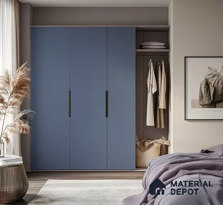 Modern Blue Matte Wardrobe for a Cozy Minimalist Bedroom | Material Depot