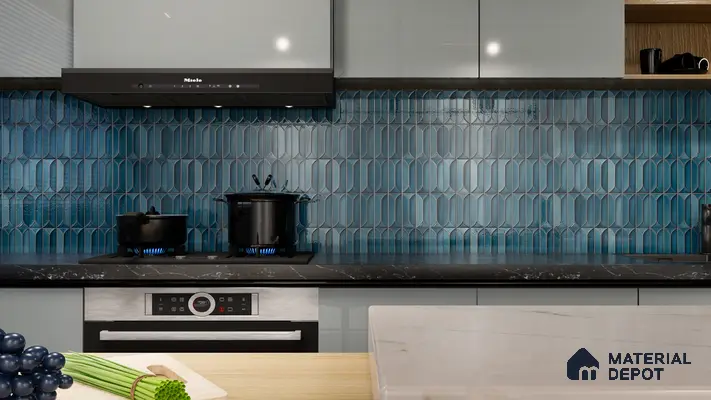 Faux Subway Wall Tile TL 04688 D Capsule Solara Loft Blue 2 ft x 1 ft Ceramic Glossy Finish - 9 mm | Suitable For Kitchen, Bathroom Walls and Backsplashes | Please Expect a Slight Variation of Pattern