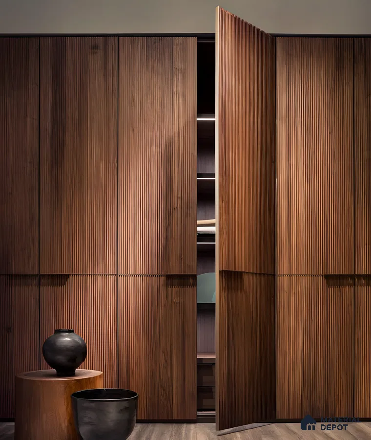 Modern Brown Wardrobe with Wooden Design | Material Depot