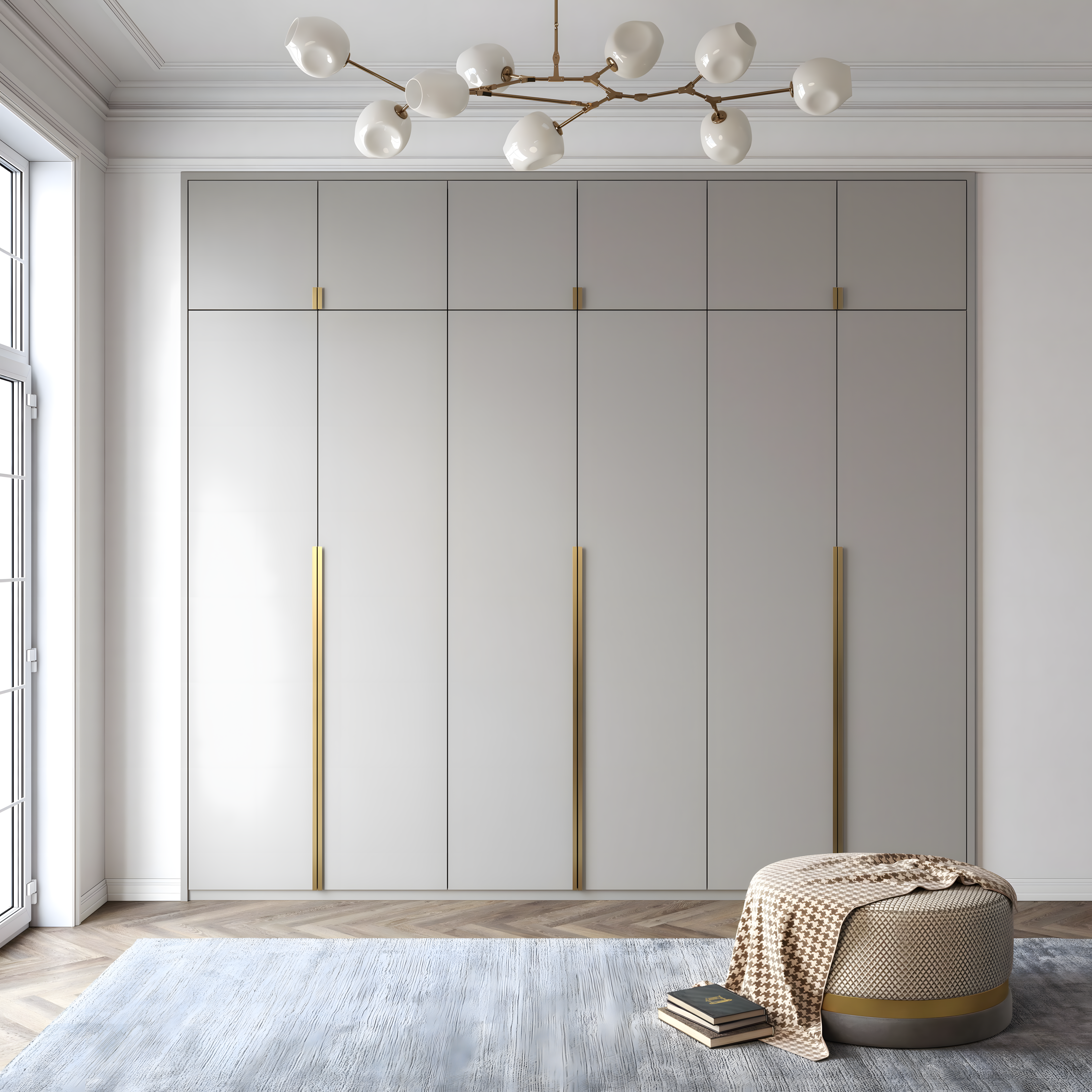Modern Built-In Wardrobe With Gold Handles And Minimalist Design | Material Depot