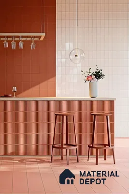 Modern Café Bar with Terracotta Tiles and Minimalist Design | Material Depot