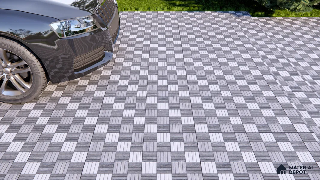Budget Friendly Patterned Look Value for Money Parking Davys Grey Floor Tile 16 x 16 inch | TL 00595 | Vitrified Matte Finish Tile - 12 mm | Suitable For Parking, Outdoor, Balcony & Terrace | Pattern Alignment May Vary | 2-3 mm Spacer is Mandatory