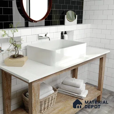 Modern Chic Contrast and Elegance in Tiled Bathroom Harmony | Material Depot
