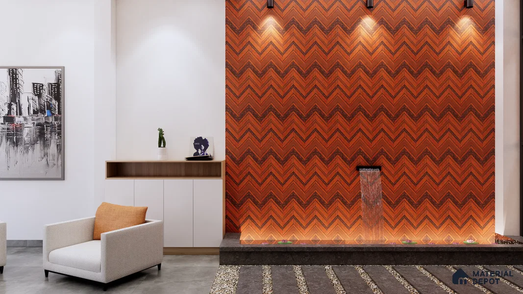Brown Patterned Louver PN 02882 8 ft x 12 inch Charcoal Panel - 4 mm | Suitable for Feature Wall, TV Unit & Living Room | Width is Subjected to 5% Variation