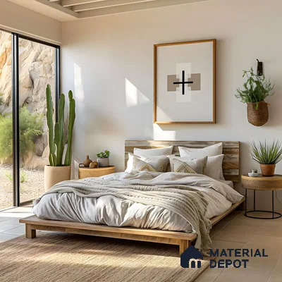 Modern Desert Oasis Bedroom with Neutral Accents | Material Depot