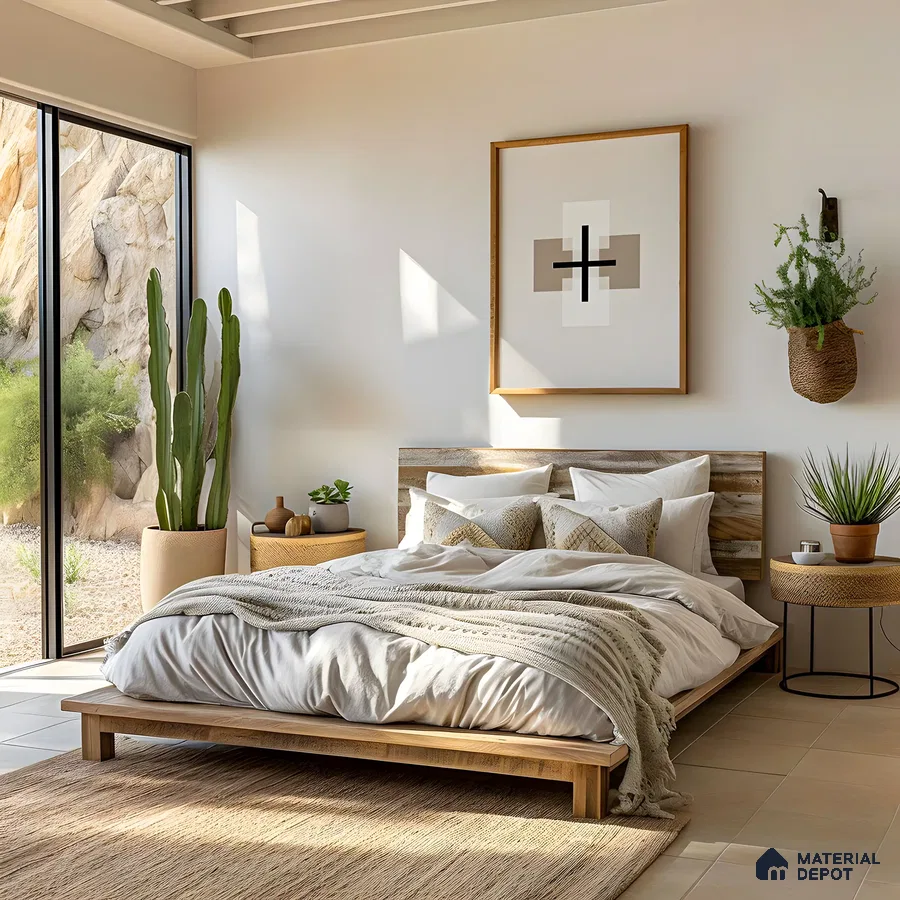 Modern Desert Oasis Bedroom with Neutral Accents | Material Depot