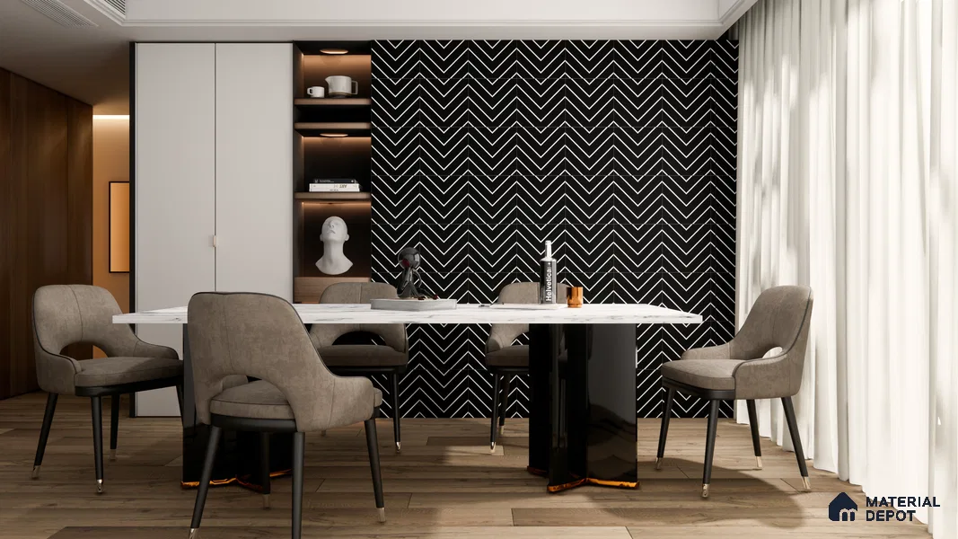 Moroccan Floor & Wall Tile TL 05435 Morissa Monochrome Vline 1 ft x 1 ft Ceramic Matte Finish - 7.5 mm | Suitable for Bathroom, Kitchen, Balcony (Sample)