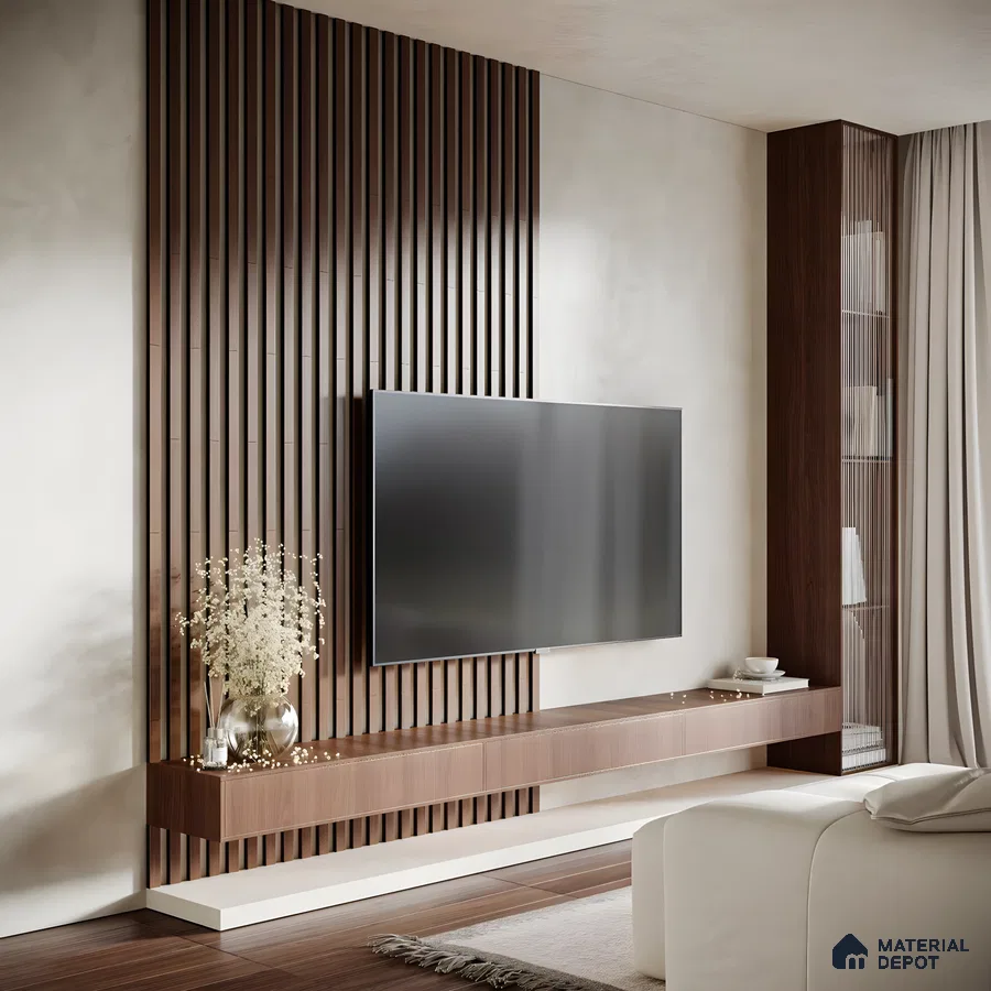 Modern TV Unit Design : A Fusion Of Wood And Technology | Material Depot