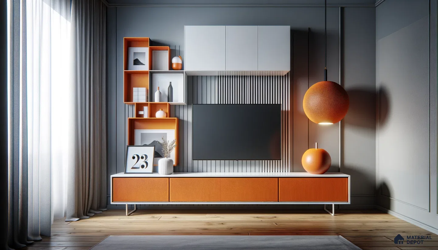 Modern Elegance: Living Room with Warm Accents | Material Depot