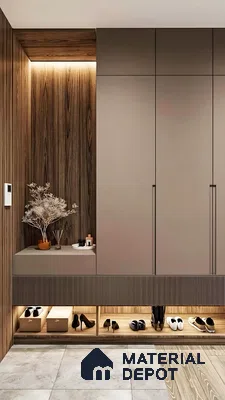 Modern Entryway with Shoe Storage and Built-in Bench | Material Depot