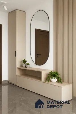 Modern Foyer Design with Storage Cabinet and Full-Length Mirror | Material Depot