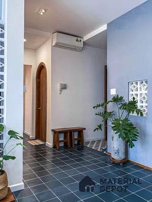 Modern Foyer with Geometric Tile Floor and Muted Tones | Material Depot