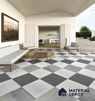 Modern Front Porch with Patterned Tiles | Material Depot