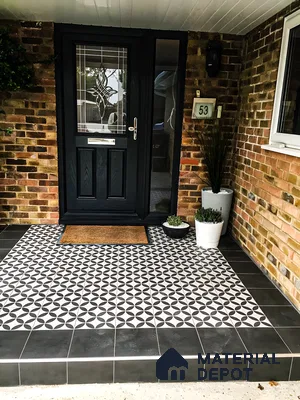 Modern Front Porch with Patterned Tiles | Material Depot