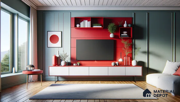 Modern Fusion of Bold Reds and Tranquil Blues in Decor | Material Depot