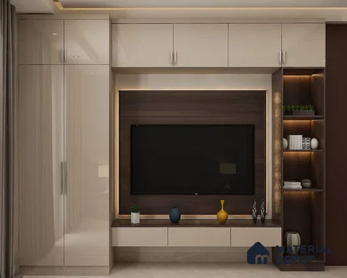 Contemporary TV Unit with Integrated Wardrobe.