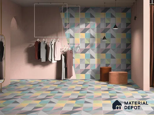 Modern Geometric Patterned Tiles for a Vibrant Boutique Interior | Material Depot