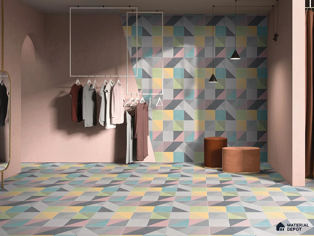 Modern Geometric Patterned Tiles for a Vibrant Boutique Interior | Material Depot