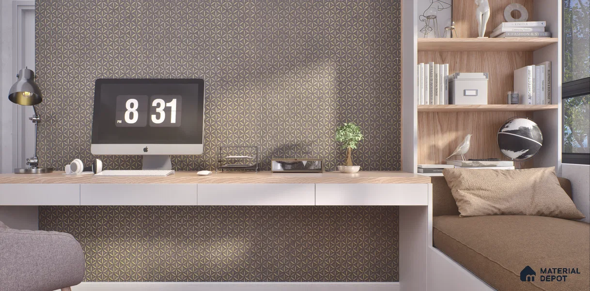 Brown Patterned Look Charcoal Decorative Wall Panel PN 00363 B 8 ft x 2 ft - 4 mm | Suitable for Feature Wall, TV Unit & Living Room | Width is Subjected to 5% Variation