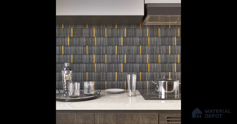 Modern Kitchen Backsplash with Textured Tiles | Material Depot