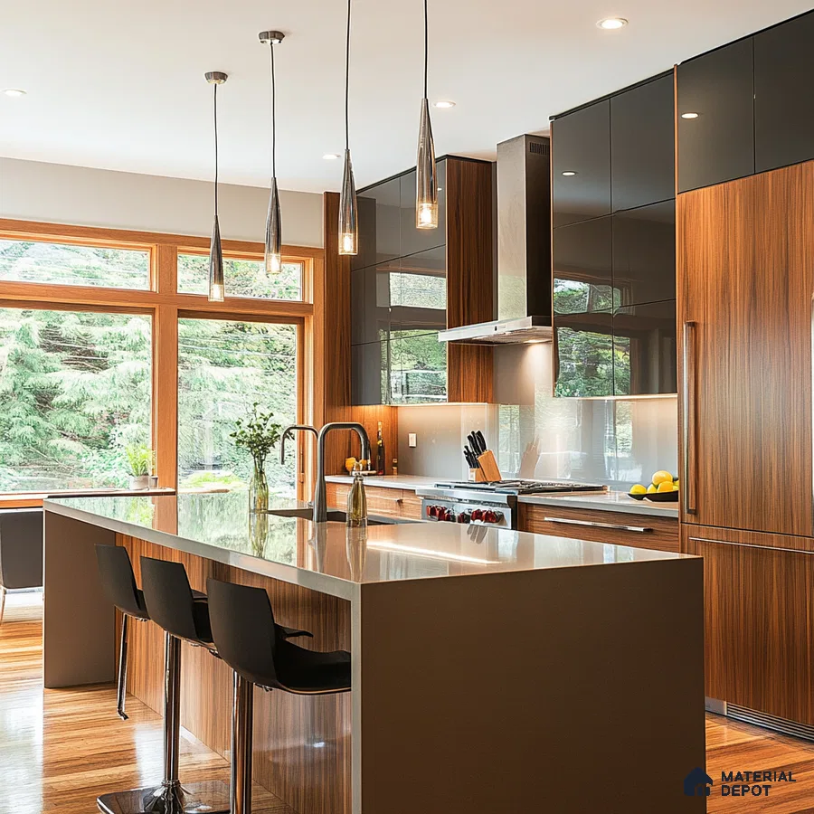 Modern Kitchen Design with Wood Accents and Scenic Views | Material Depot