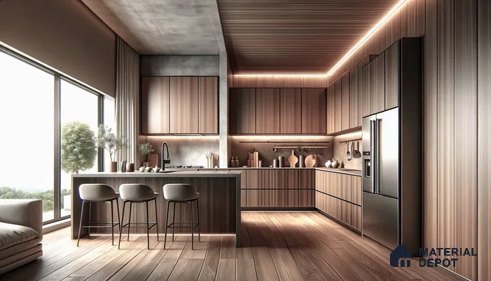 Modern kitchen harmony infused with Wood Finish Laminates | Material Depot