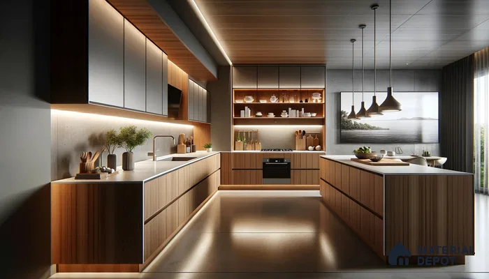 Modern Kitchen Splendor: Subtle Tones and Light Dance Harmoniously | Material Depot