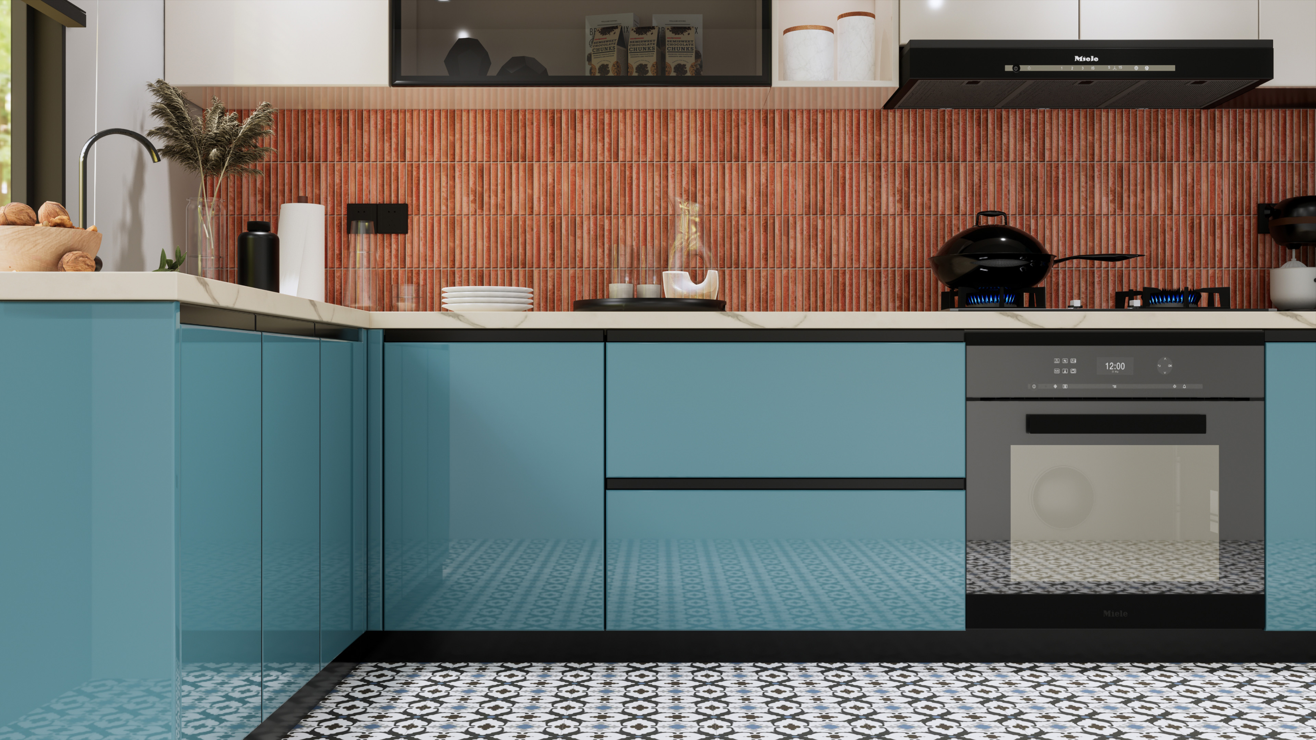 Moroccan Wall & Floor Tile TL 05179 Zellige Blue Mirage Multi Colour 1 ft x 1 ft Vitrified Matte Finish - 9 mm | Suitable for Kitchen, Bathroom, Balcony | Please Expect a Slight Variation of Pattern