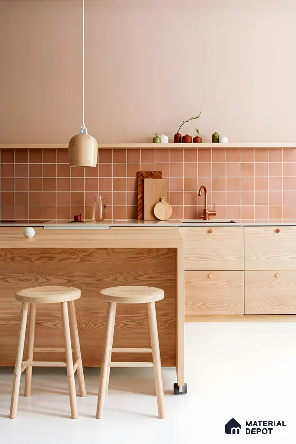 Modern Kitchen with Bold Colors and Textured Finishes | Material Depot