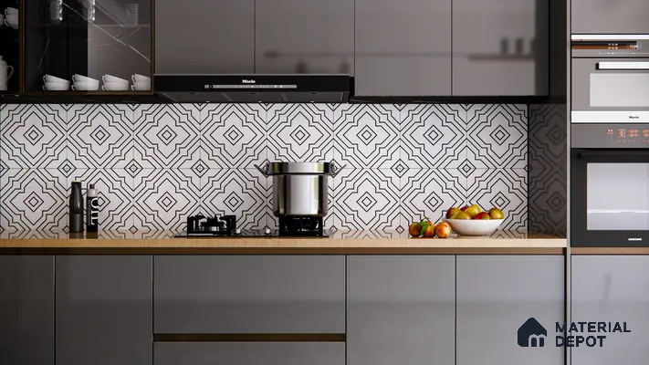 Moroccan Wall & Floor Athangudi Tile TL 00246 White 1 ft x 1 ft Matte Finish Ceramic Tile - 9 mm | Suitable For Kitchen, Bathroom, Dining Area | Please Expect a Slight Variation of Pattern
