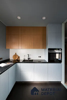 Modern Kitchen with Fluted Panels and Warm Wood Accents | Material Depot