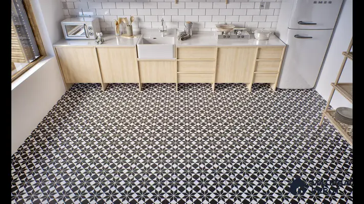 Moroccan Wall & Floor Tile TL 01437 Eerie Black 2 ft x 2 ft Matte Finish Vitrified Tile - 9 mm | Suitable For Kitchen, Bathroom, Dining Area | Please Expect a Slight Variation of Pattern