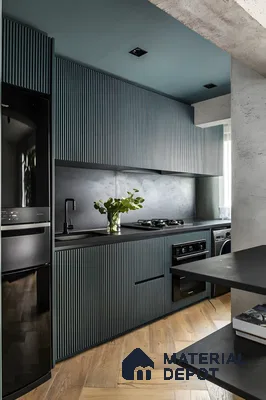 Modern Kitchen with Grooved Cabinets and Industrial Design Elements | Material Depot
