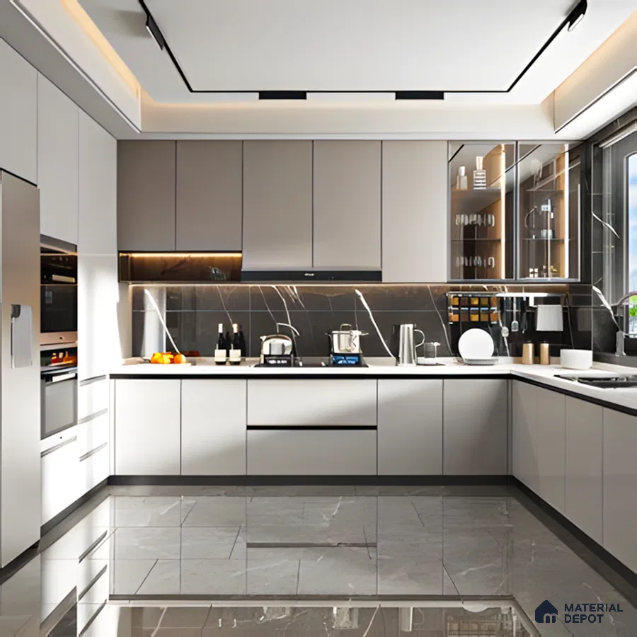 Modern Kitchen with Sleek Design and Marble Accents | Material Depot
