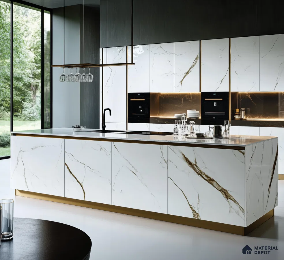 Modern Black and Gold Kitchen with Sleek Luxury Design | Material Depot