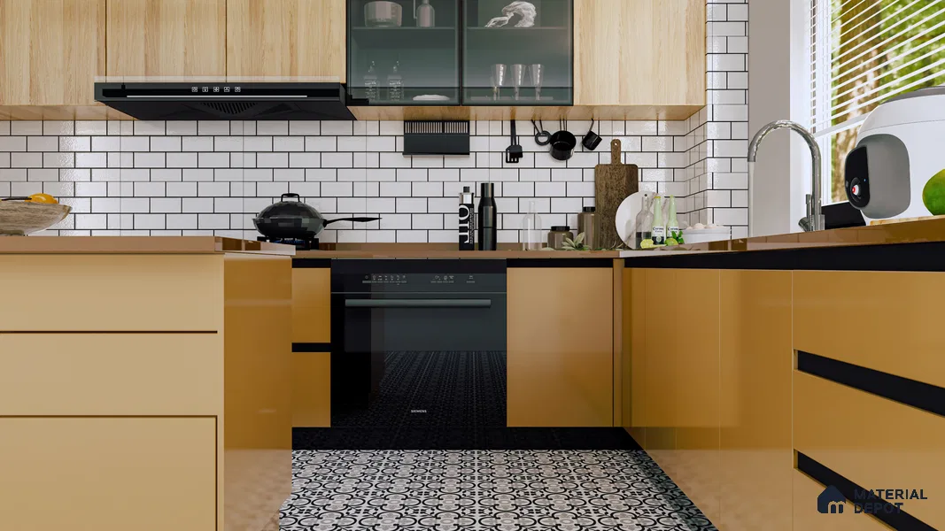 Faux Subway Wall Tile TL 05293 Splendore Linea Black 2 ft x 1 ft Ceramic Glossy Finish - 9 mm | Suitable for Kitchen, Bathroom & Balcony Walls | Please Expect a Slight Variation of Pattern