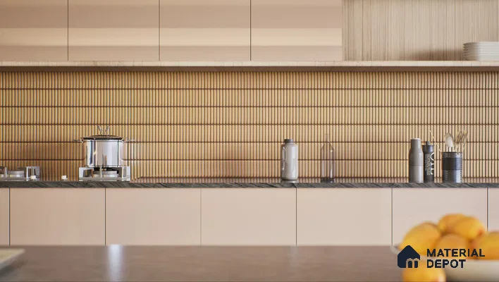 Faux Subway Wall Tile TL 04691 D Vertiline Kitkat Solara Charlotte Beige 2 ft x 1 ft Ceramic Glossy Finish - 9 mm | Suitable For Kitchen, Bathroom Walls and Backsplashes | Please Expect a Slight Variation of Pattern