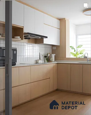 Modern Light Wood and White Kitchen | Material Depot