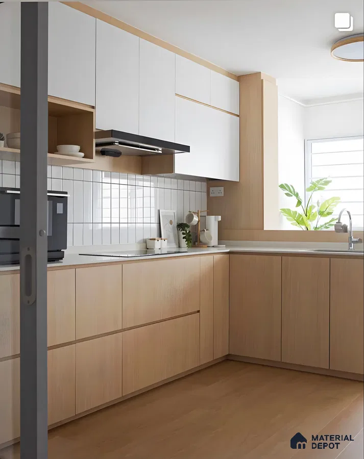 Modern Light Wood and White Kitchen | Material Depot