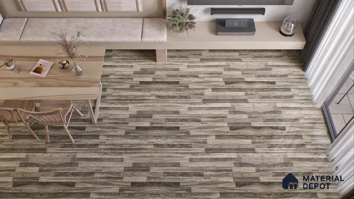 Modern Living and Dining Area with Stylish Wooden Flooring | Material Depot