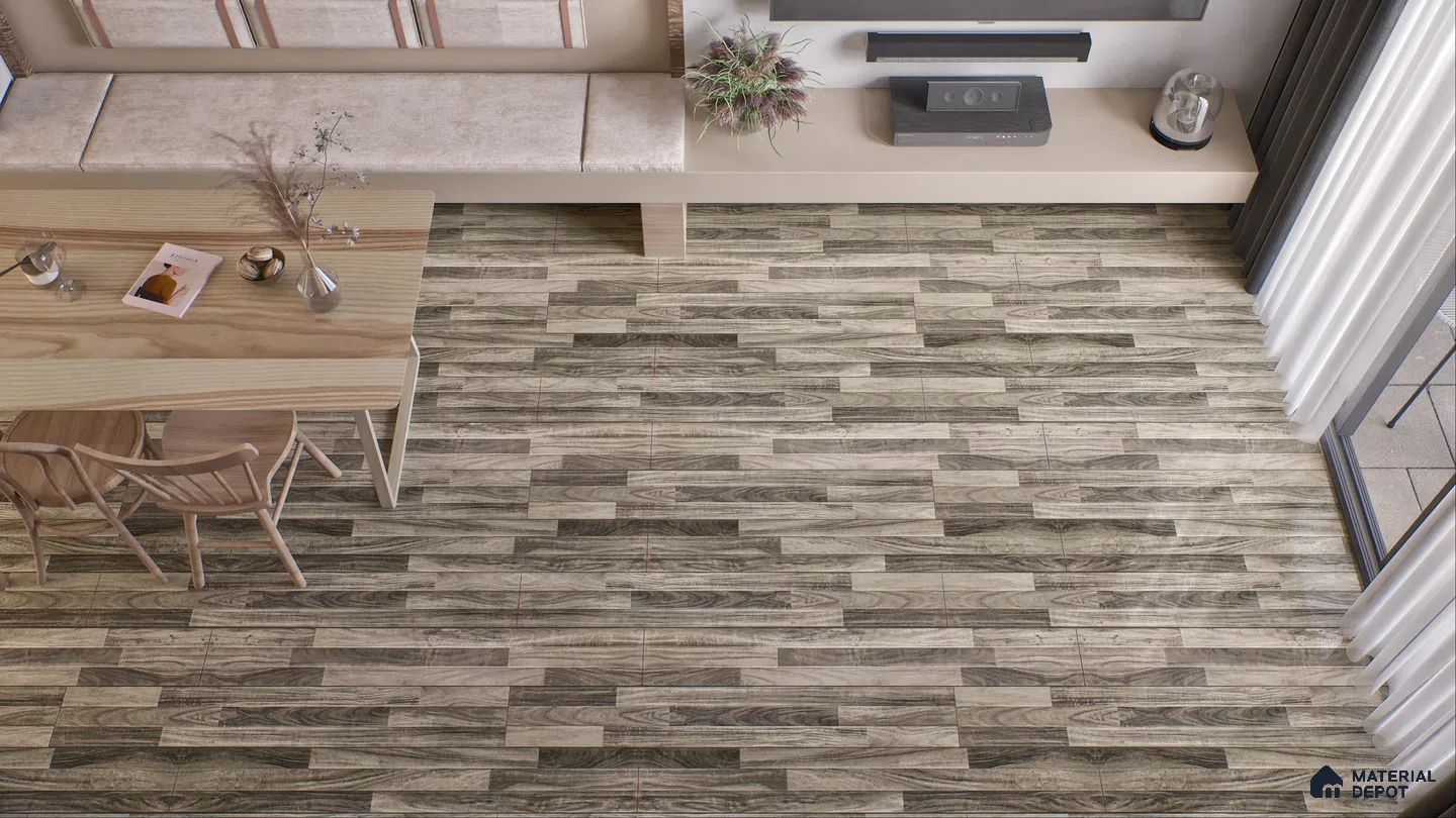 Modern Living and Dining Area with Stylish Wooden Flooring | Material Depot
